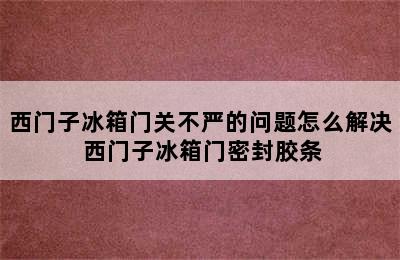 西门子冰箱门关不严的问题怎么解决 西门子冰箱门密封胶条